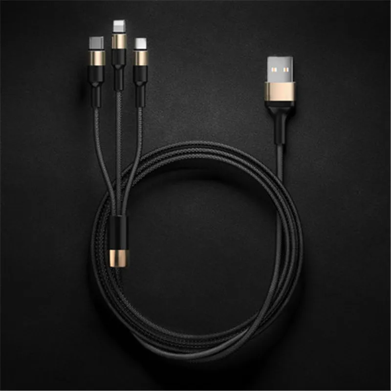 

Three in one data line, Micro-USB Cable, fast charging, Sync Data Mobile Phone, for Iphone for Android general-purpose, durable.