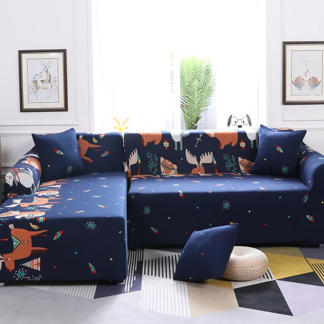 Forest Pattern Sectional Sofa Cover L Shaped Long Slipcover Forest Pattern Sectional Sofa Cover L Shaped Long Slipcover Comfortable Elasticity Flexible Couch Loveseat
