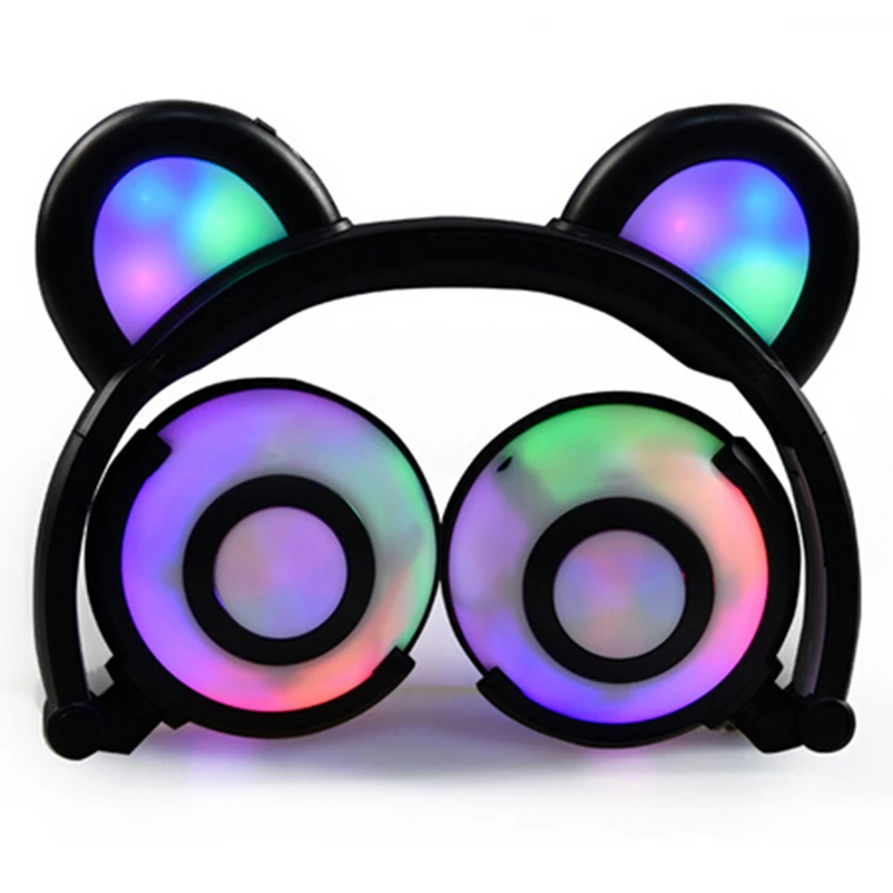 New Cute Headphones Cat Ear Glowing Bear Gaming Headset