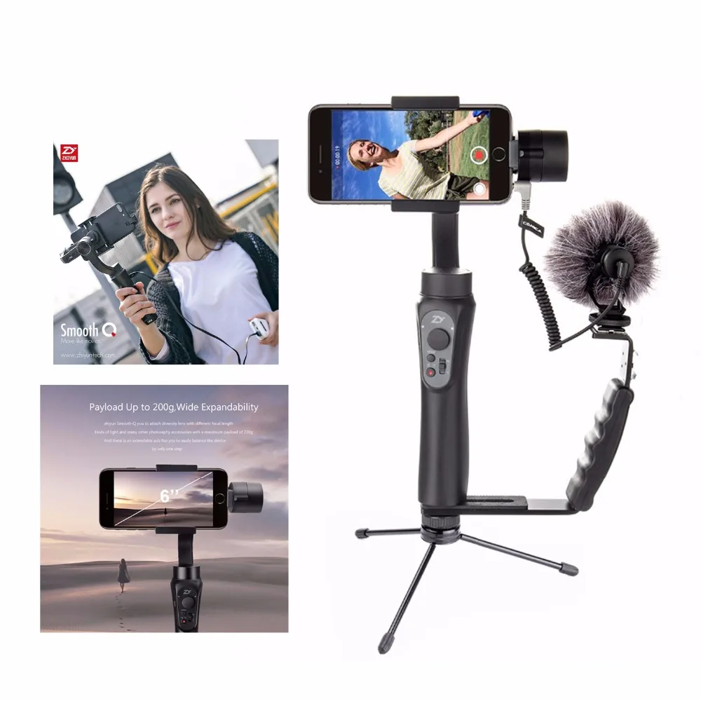 Zhiyun Smooth Q Handheld Gimbal Stabilizer+CVM VM10 II Microphone