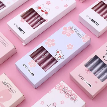 

Kawaii Cherry blossoms cat Neutral Pen Cute black ink Pens For School Office Writing Gifts Korean Stationery Promotional
