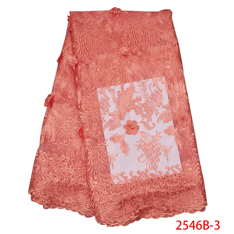 French Lace Fabric 3D Applique Embroidered African Nigerian Tulle Net with Stones for Wedding KS2546B-3 | Аксессуары для одежды