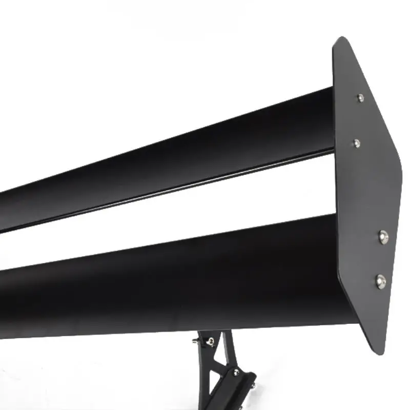 135cm 53 inch Universal Aluminum Double Deck Car Rear Trunk GT Car Spoiler Wing Black Adjustable Rear Bumper Protector Spoiler
