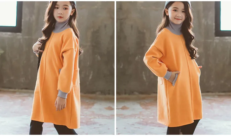 solid loose velvet dress baby girls 2018 winter clothing kids pockets turtleneck girl straight dresses for 14 years old clothes (14)