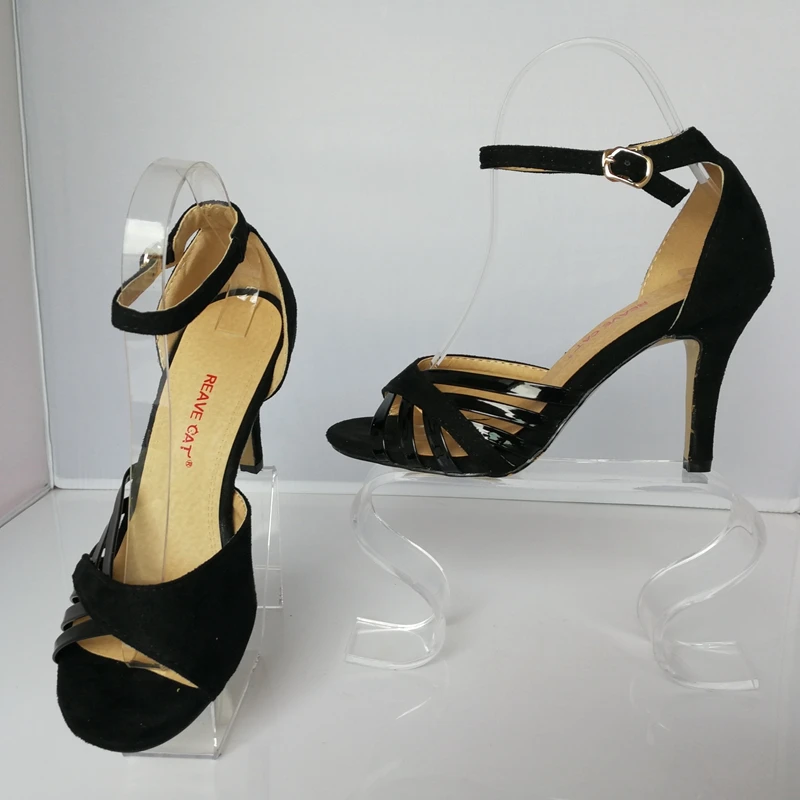 REAVE CAT/Брендовая женская обувь из флока на среднем каблуке; женские вечерние пикантные туфли с пряжкой; ремешок с возможностью вырезания дырочек; тонкий каблук; резиновая обувь; большие размеры 33-43; RL2492