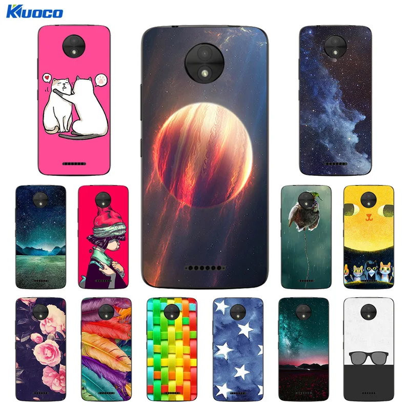 Silicone for Motorola Moto C Case 2017 Girl Cat Printing Soft TPU Phone XT1750 XT1754 Cover 5.0 |