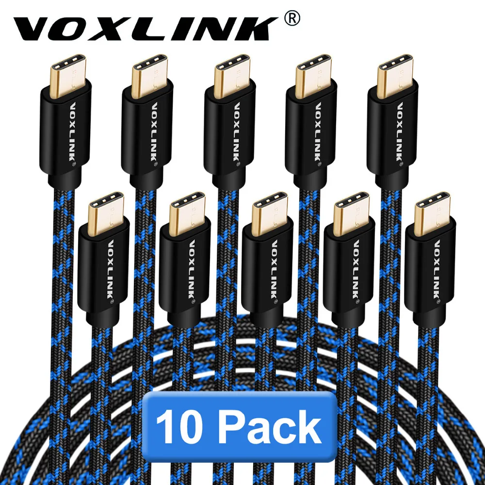 VOXLINK USB tipo C cable de carga 3/5/10 Pack 2.4A carga rápida Cable de datos para Samsung S9 s8 Huawei Nexus 5X6 P Oneplus
