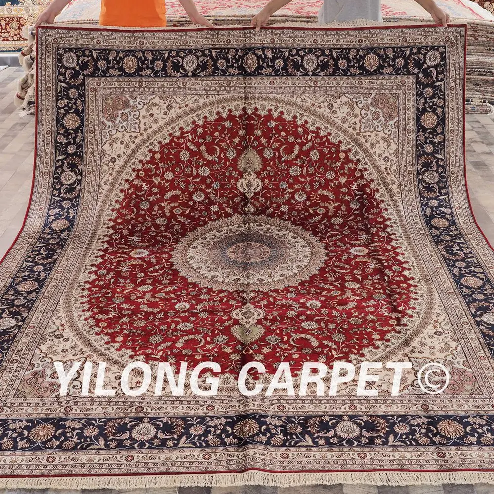 YILONG 8'x10' роскошный красный меддалион украшения дома Традиционный персидский ручной работы Восточный ковер конструкции(ZW026M8x10