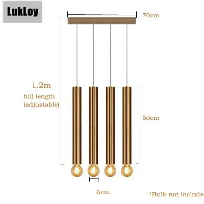 LukLoy Золотая Подвесная лампа вниз огни кухня Остров столовая гостиная магазин украшения цилиндрическая труба подвеска барная стойка современный - Цвет корпуса: Set of 4 long plate