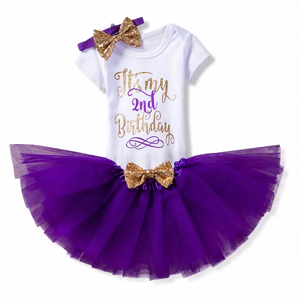 

New Year Christmas Gift Baby Second 2nd Birthday Dress Outfits Sets Tutu Cake Smash Baby Girl Clothes Suits Two Years Clothing