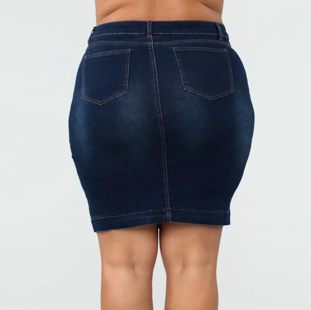 Плюс размер 4XL джинсовая юбка женская сексуальная летняя Кнопка мини джинсы юбка карандаш Повседневный стиль Женская юбка с высокой талией falda mujer BB4