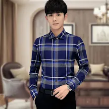 Mens Shirts Fashion 2016 Spring Autumn Plaid Checker Mens font b Tartan b font Shirts Long