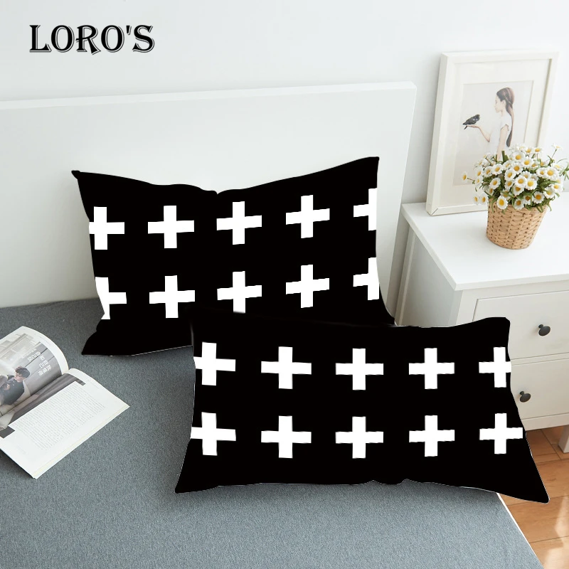 

Chic Black White Cross Pillow Case White Couple Lovers Gift Pillow Throw Pillowcases Home Beddroom Two Pair Pillows Bedding Set