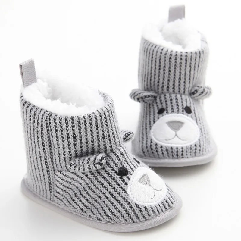 Милые зимние теплые хлопковые детские сапоги младенческой мягкой подошве новорожденных зимняя детская обувь против скольжения Рождество
