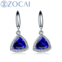 ZOCAI 18 K серьги из белого золота 1,8 CT сертифицированные, подлинные треугольные танзанитовые серьги-капли с 0,16 ct алмазные серьги E00929