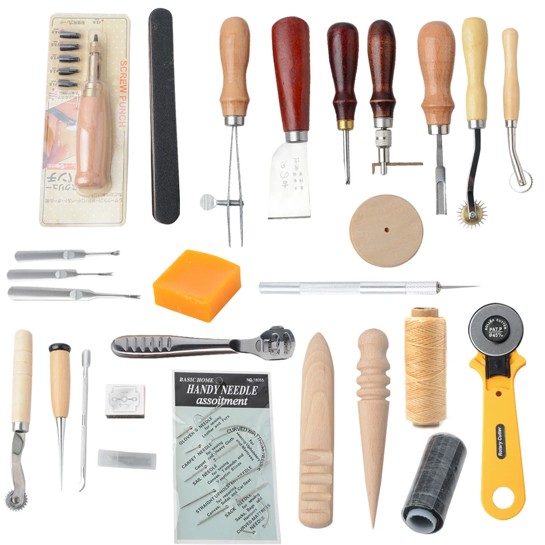 37Pcs/lot Leather Craft Tools Kit Diy Hand Sewing Leathercraft