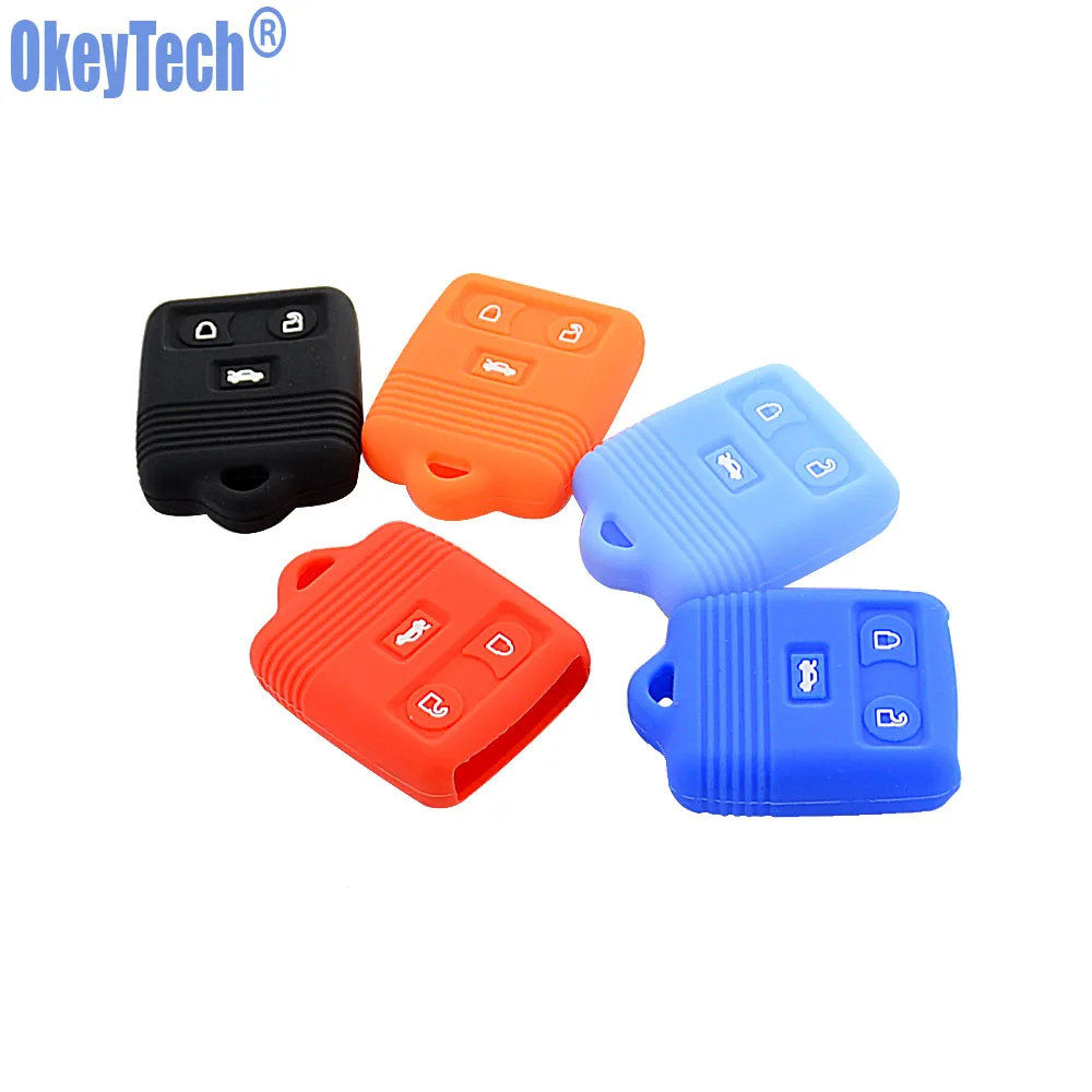 OkeyTech Silicone Key Fob Cover For Ford Transit MK6 Connect 2000-2006 Auto Refit Car Key 3 Buttons Rubber Protector Skin Holder