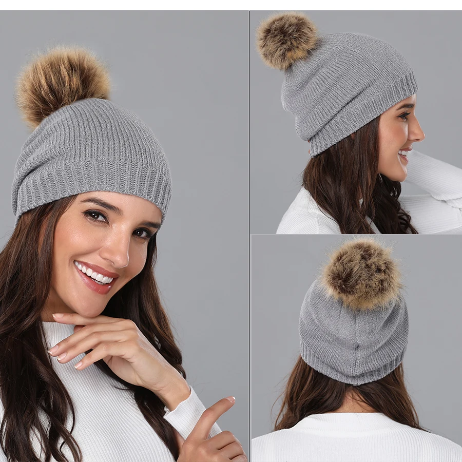 Girita-Women's- Winter- knit- hat- Skullies- Beanies- fleece- lined- Hats- crochet- Pompon- Fur- Female- Warm- Caps (10)