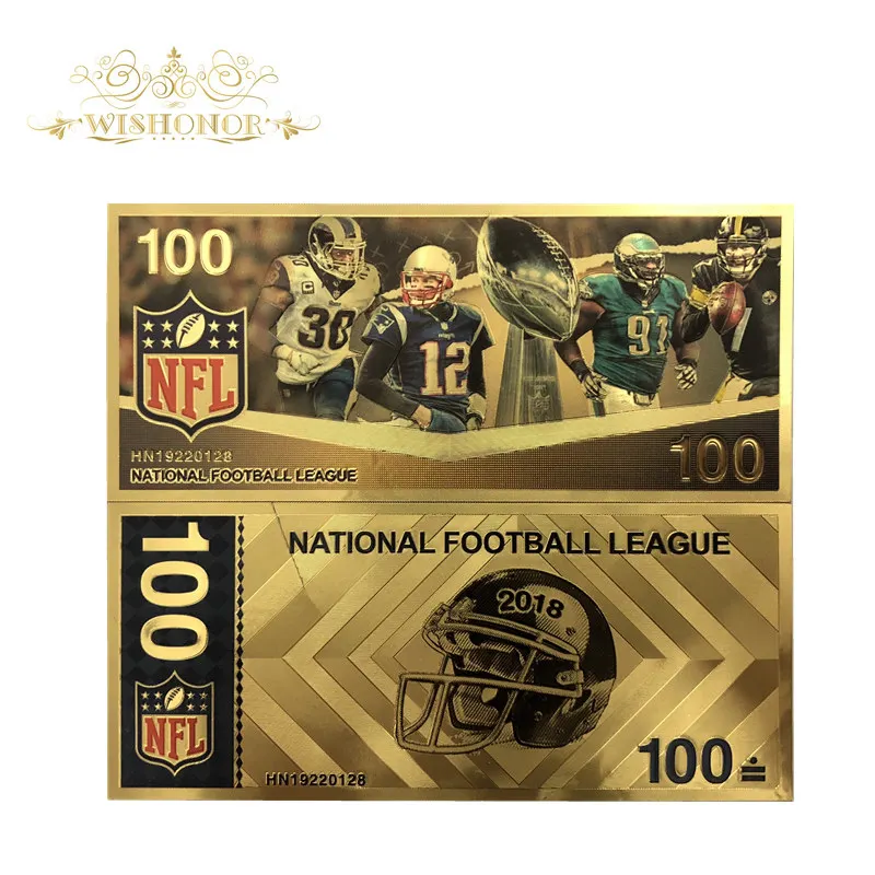

1Pcs New Products For Color America NFL Banknote 100 Dollars Banknotes in 24k Gold Paper Money For Collection