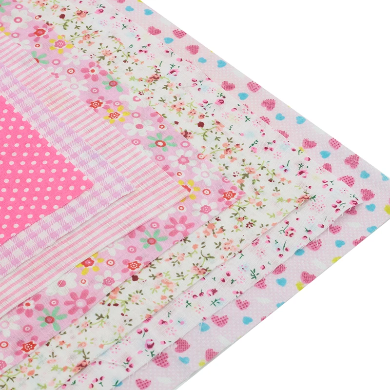 

2017 New 7Pcs /lot Pink Color Series Cotton Cloth Fabric Sewing Patchwork Pre Cut Square Quilting Cloth 25cm*25cm Free Shipping