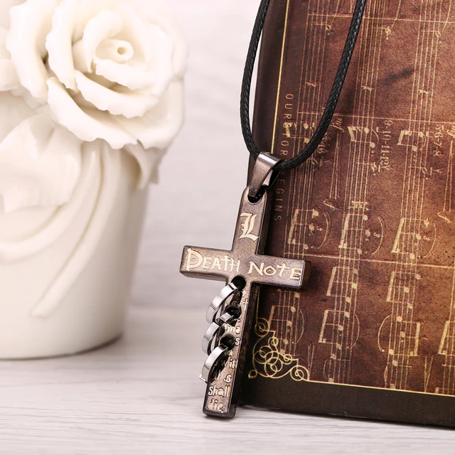 Death Note Black Gold Metal Necklace Cross Logo Pendant