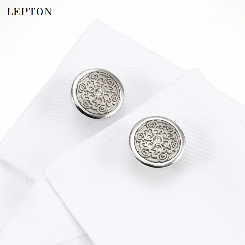 Lepton мужские деловые серебряные запонки «Тотем» модные круглые красивые тотемные запонки для мужчин Запонки для рубашек запонки gemelos
