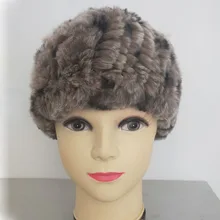 Женская меховая вязаная шапка с натуральным кроликом эластичные шапки из натурального меха модные зимние оптовые шапки женские теплые мягкие Меховые шапочки