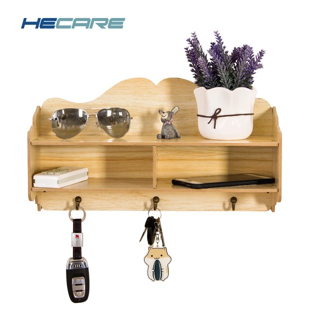 Hecare Wall Hung Type Wooden Decorative Shelf Sundries Hecare Wall Hung Type Wooden Decorative Shelf Sundries Storage Box Prateleira Hanger Organizer Key