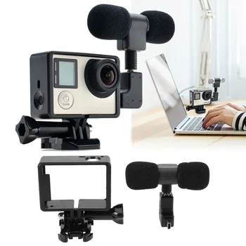 

for Gopro Accessories Pro Mini Stereo Microphone + Standard Frame Case for GoPro Hero 3/3+/4 USB to 3.5mm Mic Adapter Cable Cord