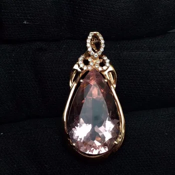 

Fine Jewelry Real Pure 18 K Rose Gold Jewelry AU750 100% Natural Morganite Gemstone 9.7ct Pendants for Women Fine Necklace