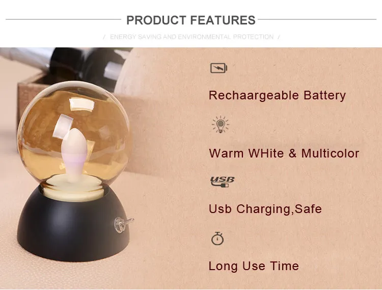 DE.SOUL Night Lights LED Flame Lamps  Rechargeable  Lamps  Lighting Bedroom Lamp Night Light Color Change Night lamps  Gift (2)