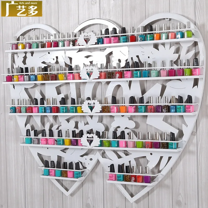Iron Heart Nail polish rack display shelf wall cosmetic jewelry