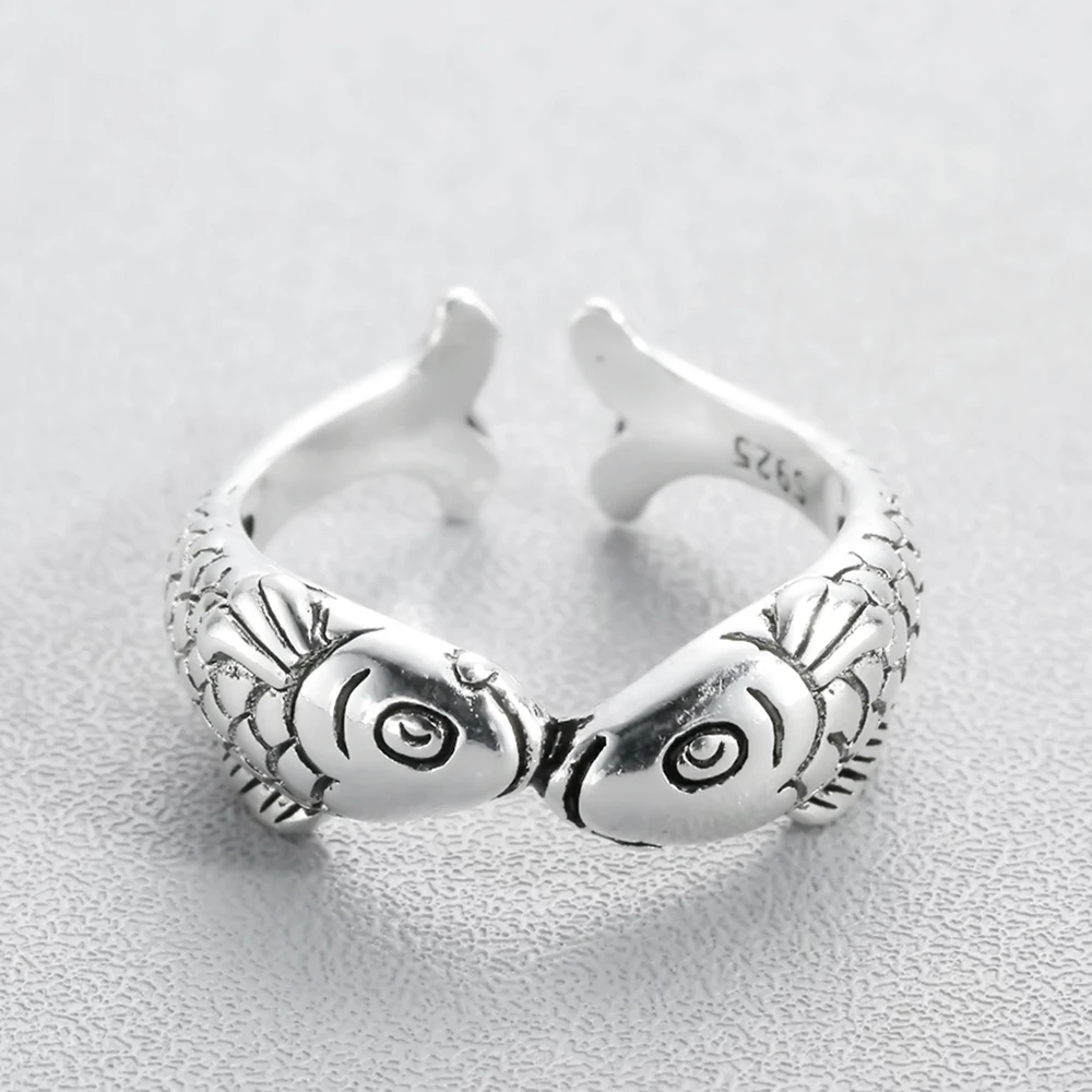 Todorova Ретро Винтаж прекрасные двойные кольца с рыбками для женщин дамы открытые, кольца на палец для мужчин Панк модные ювелирные изделия
