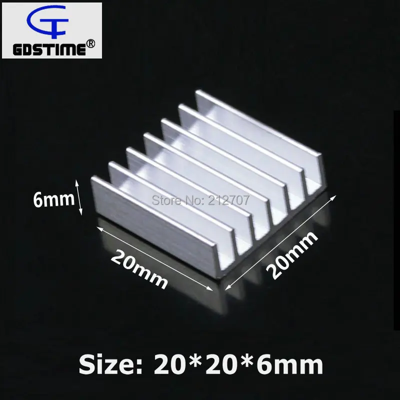 

20x20x6mm Aluminum IC LED Cooling Cooler Heat Sink Heatsink Radiator 10pcs Free Freight