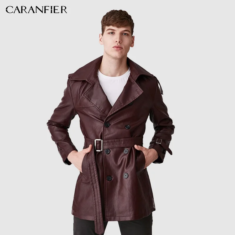 CARANFIER классические модные Для мужчин длинный плащ пальто куртка мотоцикла Винтаж