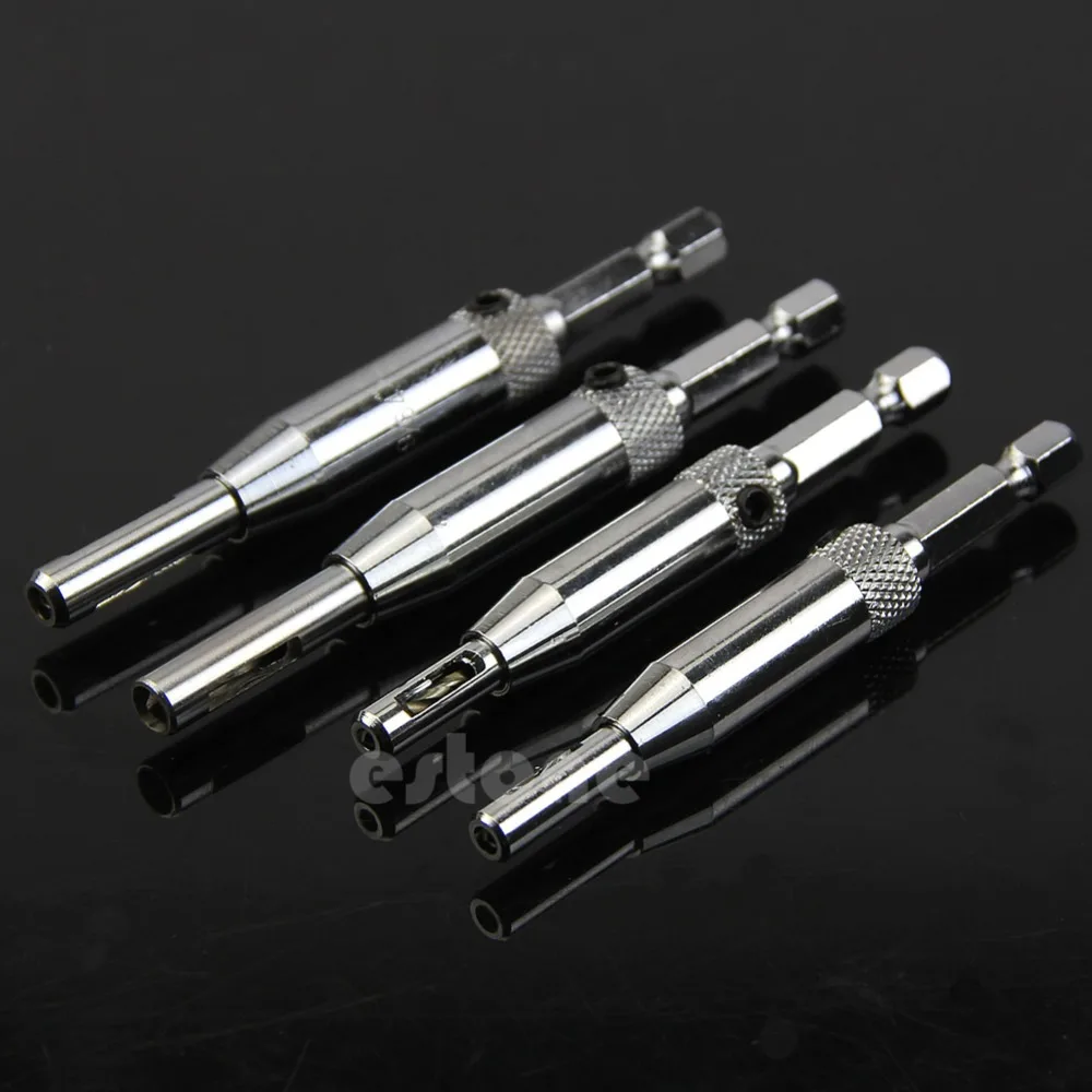 

4x HSS Self Centering Hinge Drill Bits Set Door Cabinet 5/64" 7/64" 9/64" 11/64"