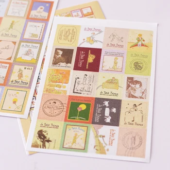

4 sheets/set DIY Hand Book Diary Little Prince Stickers Decorative Stickers Vintage Stamp Modelling for children gift stationery