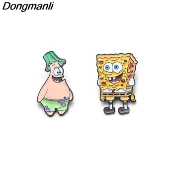 

P2994 Dongmanli wholesale 20pcs/lot Anime And Patrick Star Metal Enamel Pins and Brooches for Women Men Lapel Pin badge