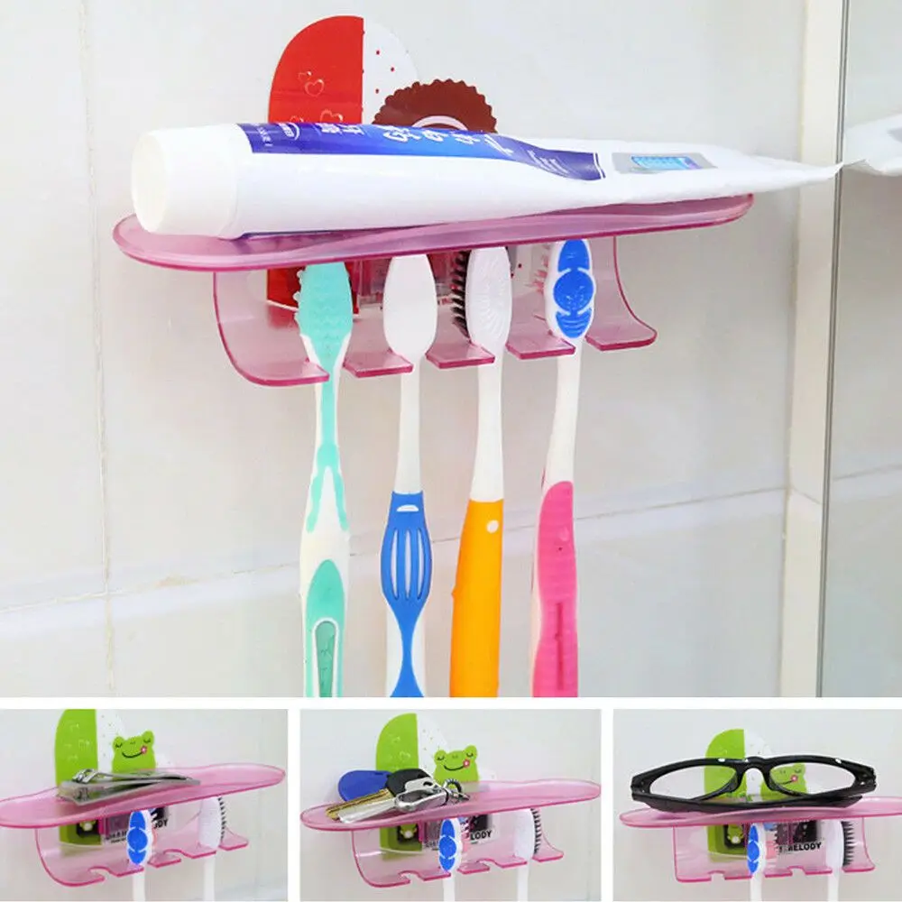 Wall Mount Plastic Toothbrush Holder Toothpaste Storage Rack Shaver