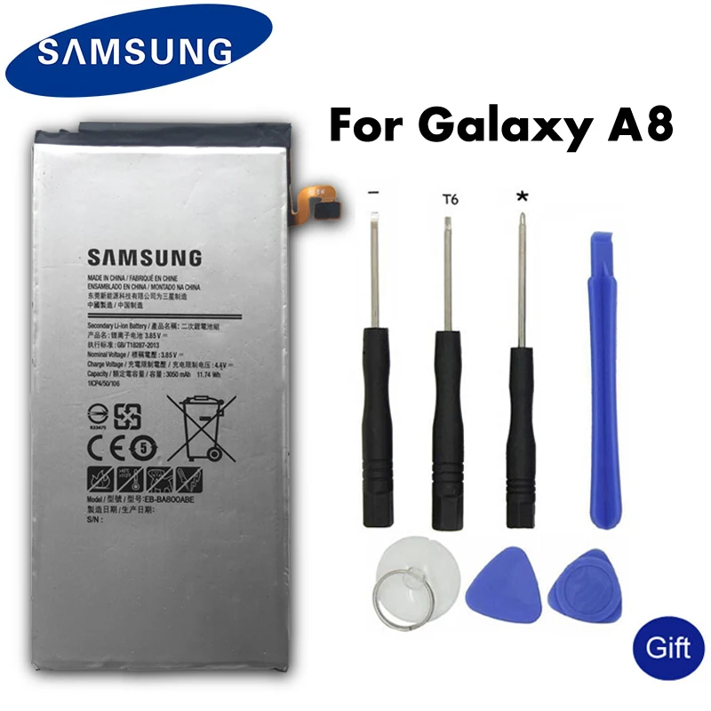 

SAMSUNG EB-BA800ABA EB-BA800ABE Original Replacement Phone Battery For Samsung Galaxy A8 A8000 A800F A800S A800YZ 3050mAh +Tools