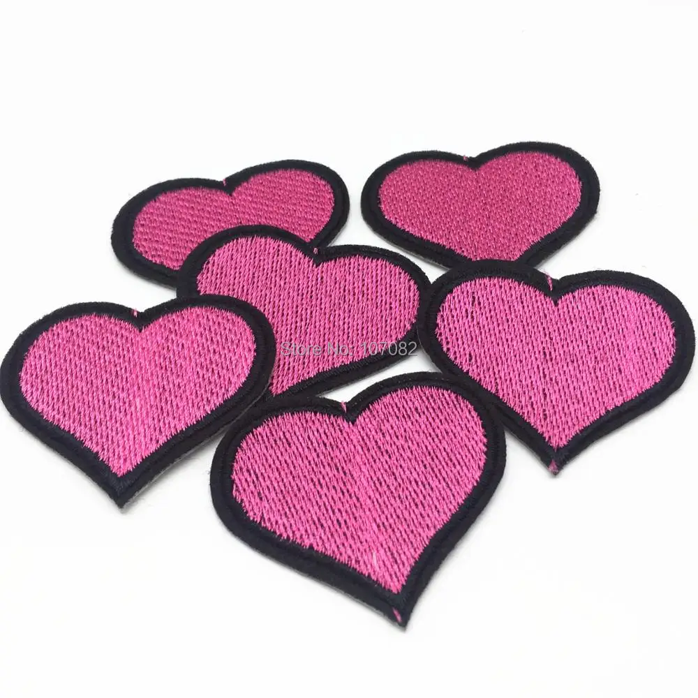 Buy Yiasangly 5pcs Pink Heart Embroidered Iron on