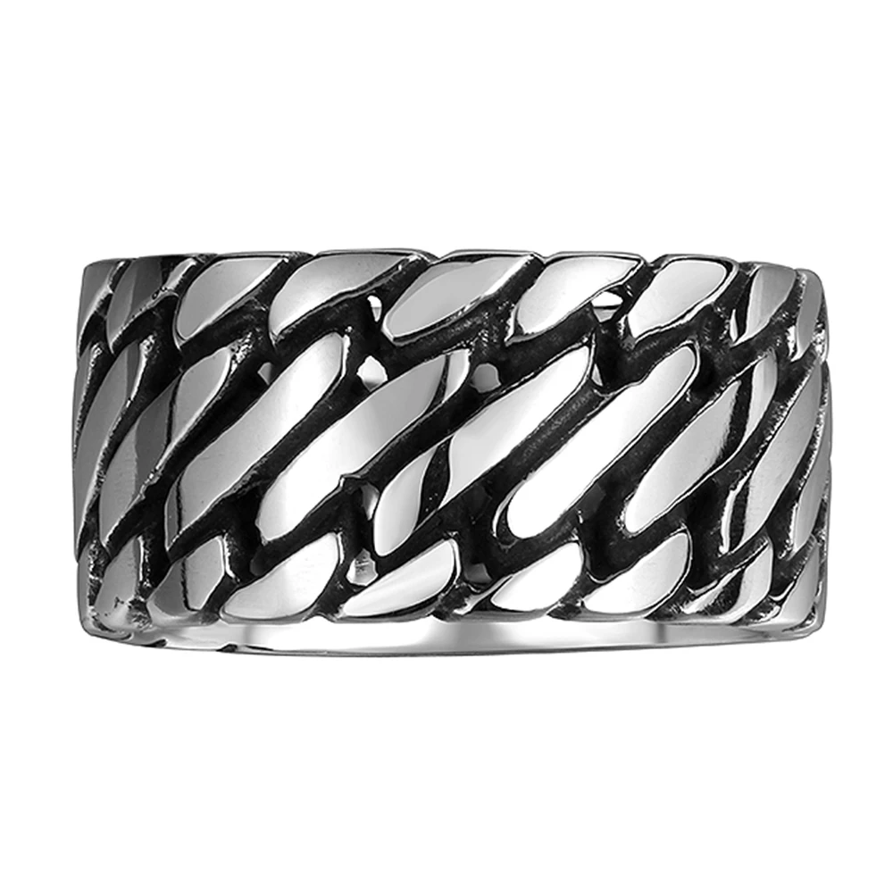 

Hot Sale Finger Art Antique Silver Retro Titanium Stainless Steel Buddha 2 Buddha Ring Punk Biker Jewelry Wide Chain Ring