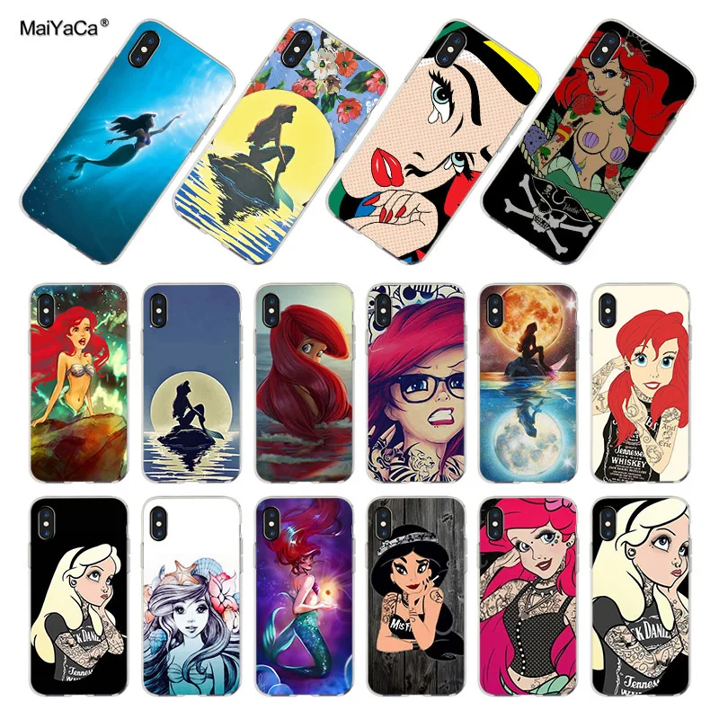 

MaiYaCa DIY Painted Beautiful Phone Accessories Case Ariel little mermaid princess For iPhone 8 7 6 6S Plus X 5 5S SE 11pro max