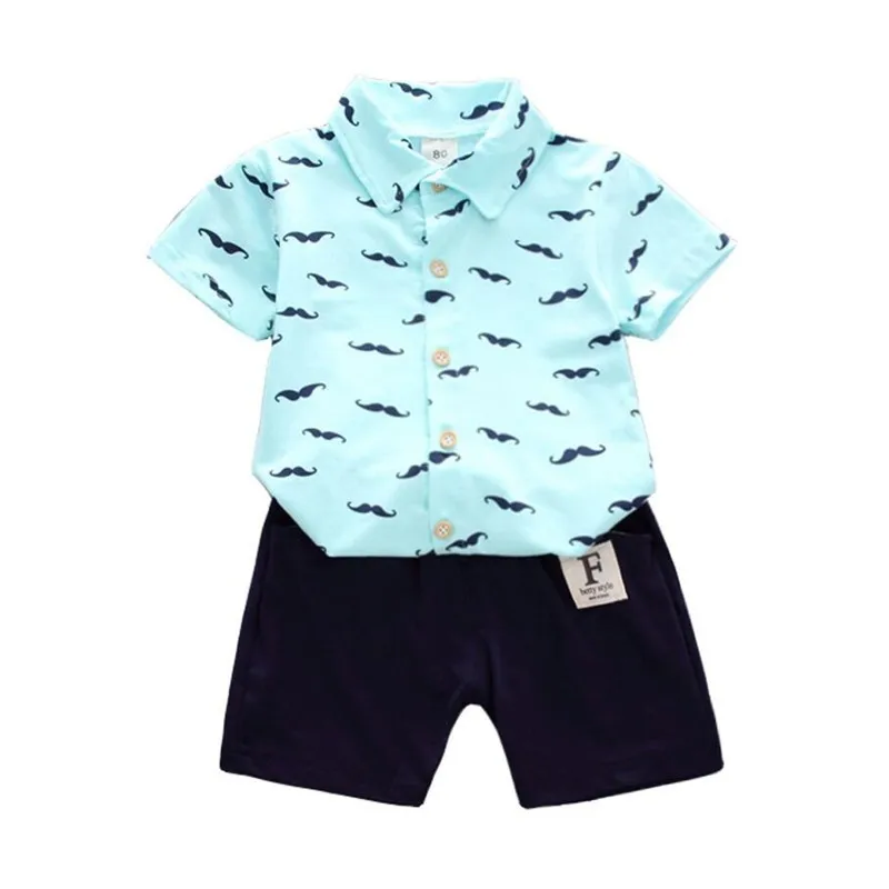 

Summer Baby Boys Girls Clothing Sets Kids T-shirt Short 2PCS/Set Children Cartoon Moustache Clothes Sport Suits Infant Tracksuit