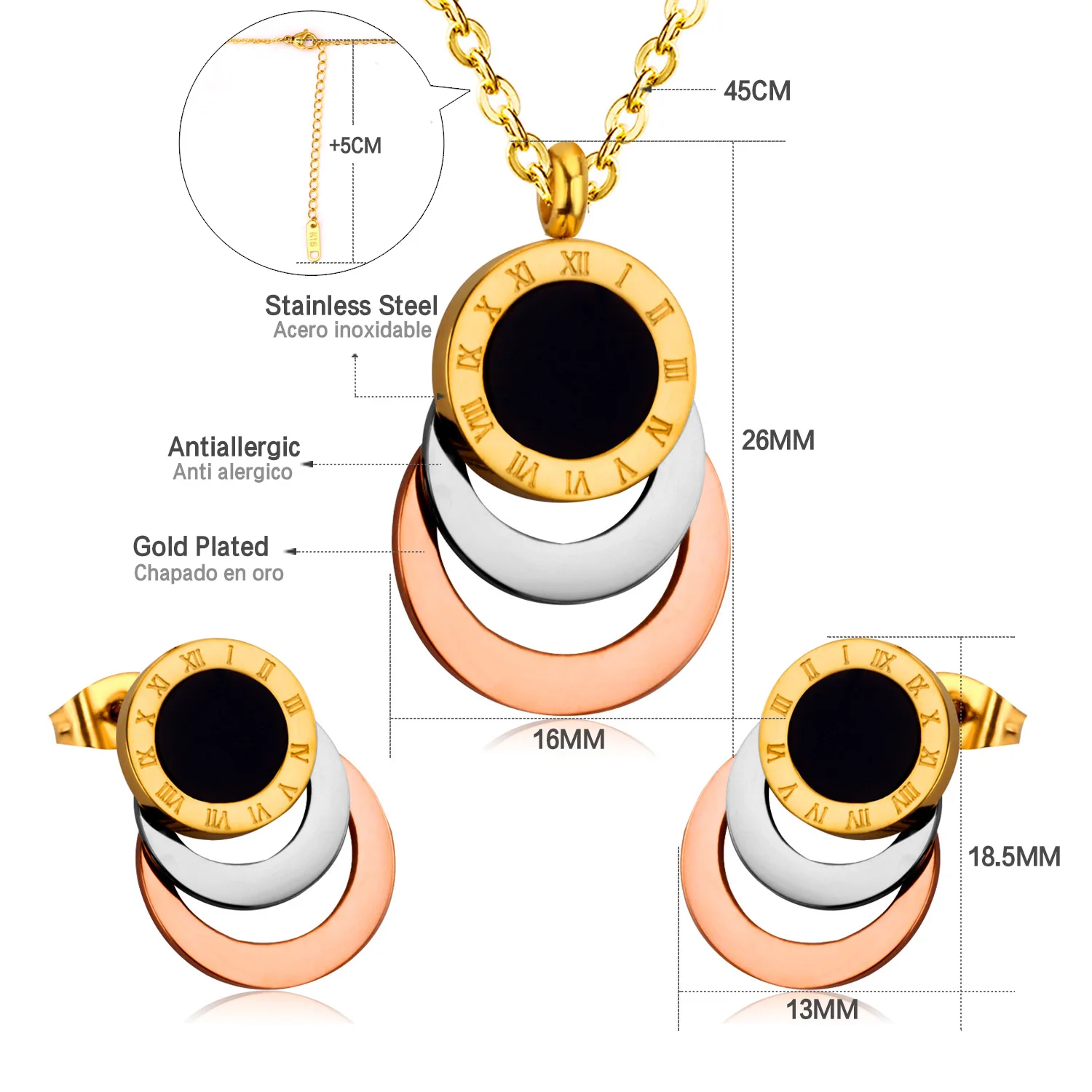 LUXUSTEEL Женские аксессуары состоит из круглой Подвески с римскими цифрами черной