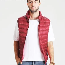 TANGNEST Повседневный светильник, мужской жилет,, на молнии, большой размер, Новое поступление, 6 цветов, мужской жилет на белом утином пуху MWB248