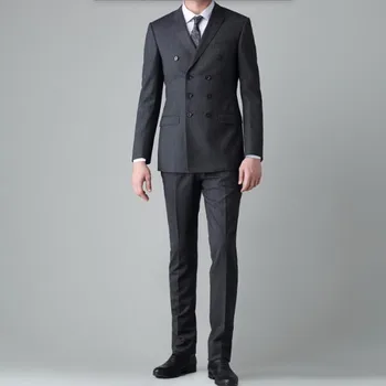 

Custom Made Dark Gray Men Suits Double Breasted Men's Wedding Suits Tuxedos Tailor Made Bridegroom Groomsman Suits (Jacket+Pant)