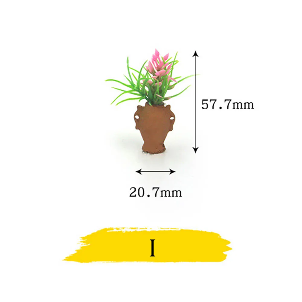 1/12 кукольный домик Миниатюрные аксессуары маленькое растение в горшке Моделирование Цветок модель игрушка украшение для кукольного домика - Цвет: I