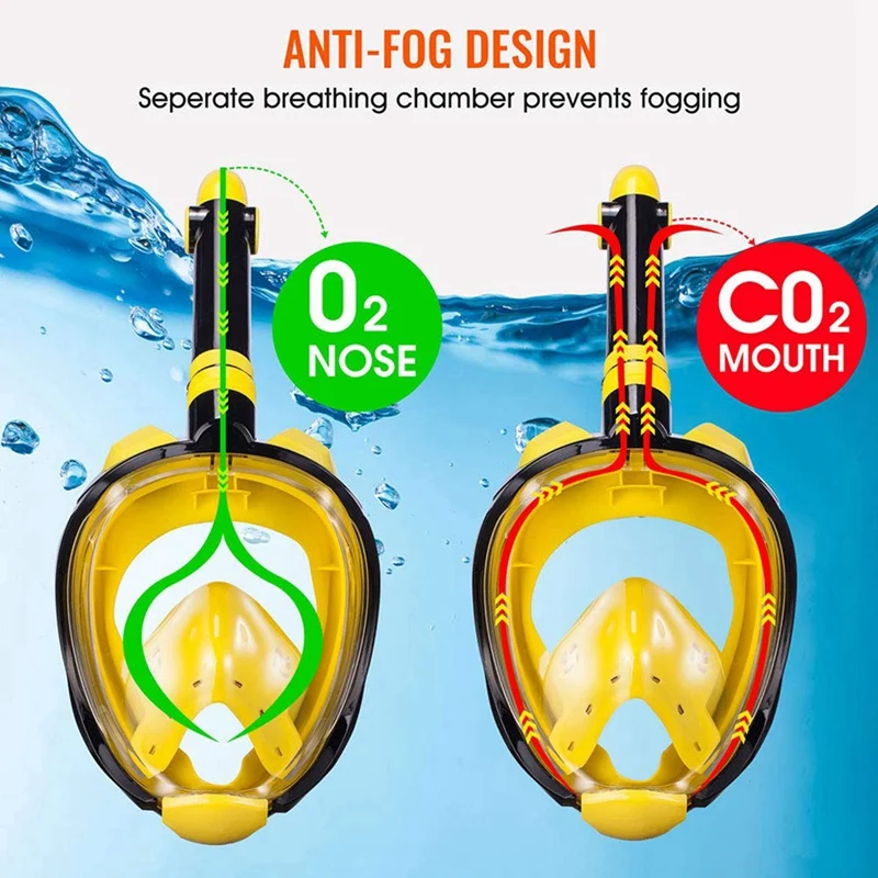 Полнолицевая маска для подводного плавания, маска для дайвинга, съемная, 180 °, панорамный вид, анти-туман, анти-утечка, набор для подводного