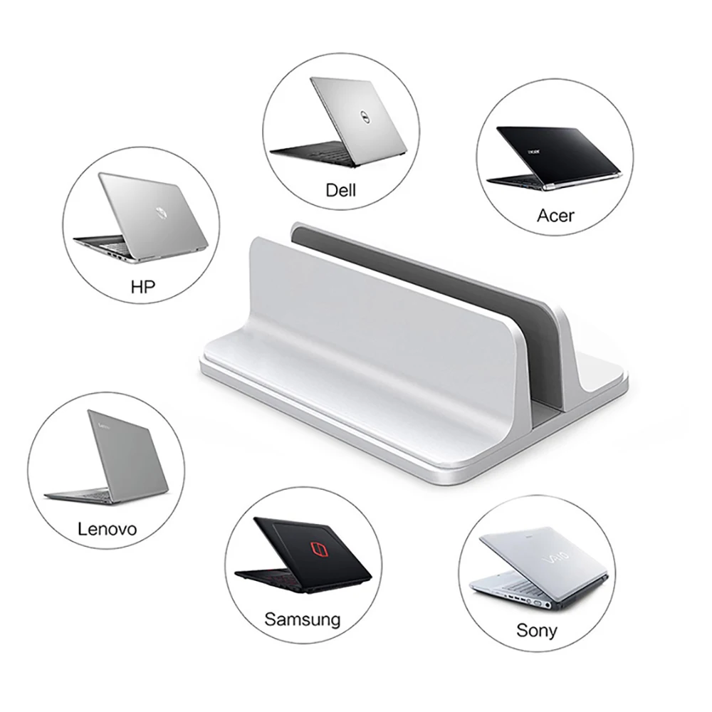 Aluminum Vertical Laptop Stand Thickness Adjustable Desktop NoteBooks Holder Erected Space-saving Stand for MacBook Air 13 / pro Aluminum Vertical Laptop Stand Thickness Adjustable Desktop NoteBooks Holder Erected Space-saving Stand for MacBook Air 13 / pro